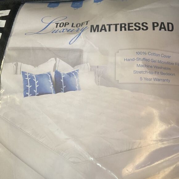 SensorPEDIC Luxury Top Loft Gel Fiber Mattress Pad, Full, White - Picture 8 of 9